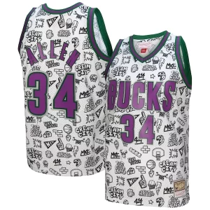 Raffinato Ray Allen Milwaukee Bucks 2000/01 Swingman Jersey White per gli appassionati