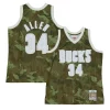 Accattivante Ray Allen Milwaukee Bucks Hardwood Classics 2000/01 Ghost Green Swingman Jersey Camo per gli appassionati