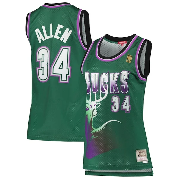 Resistente Moderno Ray Allen Milwaukee Bucks Women's 1996/97 Hardwood Classics Swingman Jersey Green per gli appassionati