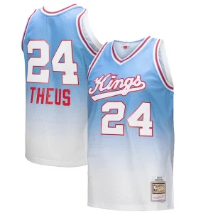 Raffinato Reggie Theus Sacramento Kings 1985/86 Hardwood Classics Fadeaway Swingman Player Jersey White/Light Blue per gli appassionati
