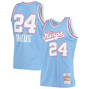 Accattivante Reggie Theus Sacramento Kings 1985/86 Hardwood Classics Swingman Jersey Light Blue per gli appassionati