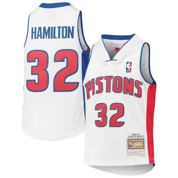 Comodo Richard Hamilton Detroit Pistons Youth 2003/04 Hardwood Classics Swingman Jersey White per gli appassionati