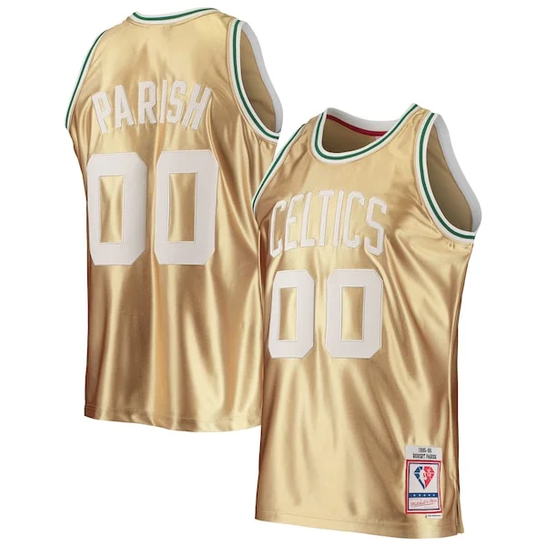 Carino Eccezionale Robert Parish Boston Celtics 75th Anniversary 1985/86 Hardwood Classics Swingman Jersey Gold per gli appassionati