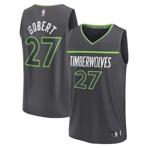 Resistente Rudy Gobert Minnesota Timberwolves Fast Break Replica Player Jersey Statement Edition Black per gli appassionati