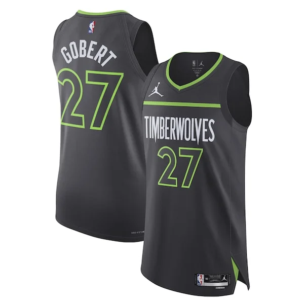Classico Rudy Gobert Minnesota Timberwolves Jordan Brand Authentic Player Jersey Statement Edition Anthracite per gli appassionati