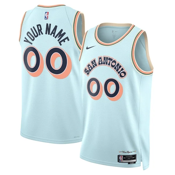 Trendy San Antonio Spurs Nike Unisex 2024/25 Custom Swingman Jersey City Edition Light Blue per gli appassionati