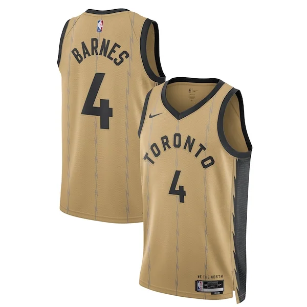 Accattivante Trendy Scottie Barnes Toronto Raptors Nike Unisex 2023/24 Swingman Jersey Gold City Edition per gli appassionati