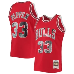 Carino Versatile Accattivante Scottie Pippen Chicago Bulls 1997/98 Hardwood Classics NBA 75th Anniversary Diamond Swingman Jersey Red per gli appassionati