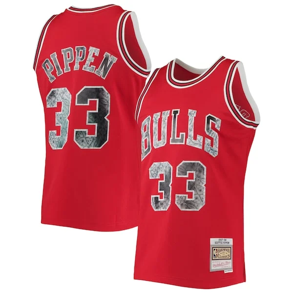 Carino Versatile Accattivante Scottie Pippen Chicago Bulls 1997/98 Hardwood Classics NBA 75th Anniversary Diamond Swingman Jersey Red per gli appassionati