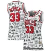 Bellissimo Comodo Scottie Pippen Chicago Bulls Women's 1997 Doodle Swingman Jersey White per gli appassionati