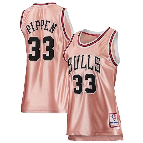 Ottimo Duraturo Trendy Scottie Pippen Chicago Bulls Women's 75th Anniversary Rose Gold 1997 Swingman Jersey Pink per gli appassionati