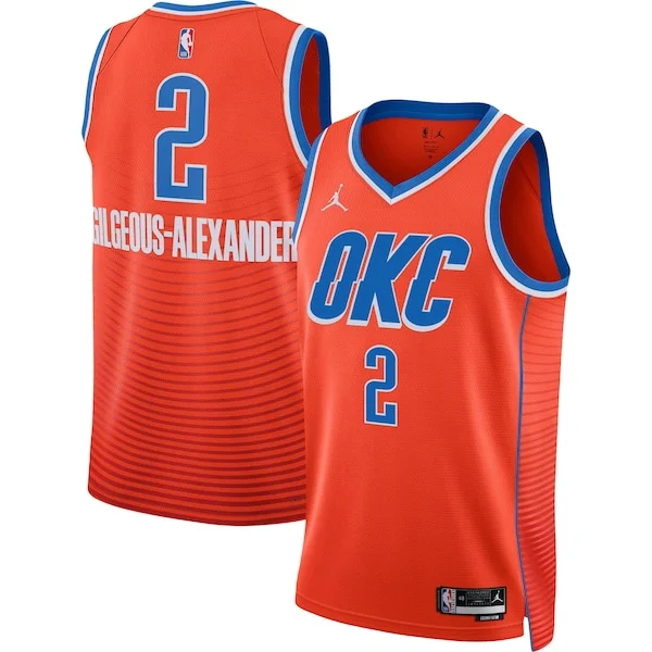 Lussuoso Stupendo Shai Gilgeous Alexander Oklahoma City Thunder Jordan Brand Unisex Swingman Jersey Statement Edition Orange per gli appassionati