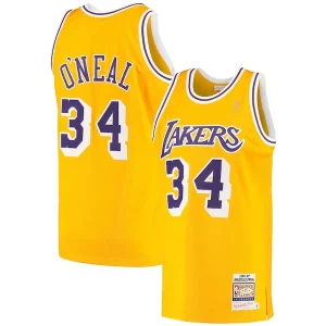 Robusto Incantevole Shaquille O'Neal Los Angeles Lakers 1996/97 Hardwood Classics Authentic Jersey Gold per gli appassionati