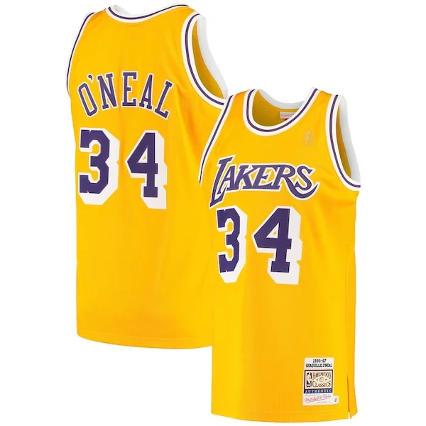 Robusto Incantevole Shaquille O'Neal Los Angeles Lakers 1996/97 Hardwood Classics Authentic Jersey Gold per gli appassionati