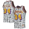 Duraturo Sofisticato Shaquille O'Neal Los Angeles Lakers 1996/97 Hardwood Classics Doodle Swingman Jersey White per gli appassionati