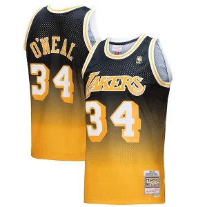 Bellissimo Sofisticato Carino Shaquille O'Neal Los Angeles Lakers 1996/97 Hardwood Classics Fadeaway Swingman Player Jersey Gold/Black per gli appassionati