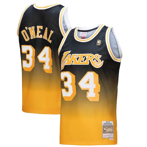 Bellissimo Sofisticato Carino Shaquille O'Neal Los Angeles Lakers 1996/97 Hardwood Classics Fadeaway Swingman Player Jersey Gold/Black per gli appassionati
