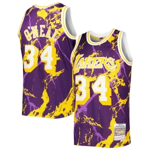 Bellissimo Trendy Delizioso Shaquille O'Neal Los Angeles Lakers 1996/97 Hardwood Classics Marble Swingman Jersey Purple per gli appassionati