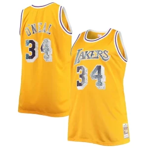 Lussuoso Carino Magnifico Shaquille O'Neal Los Angeles Lakers Big & Tall 1996 97 NBA 75th Anniversary Diamond Swingman Jersey Gold per gli appassionati