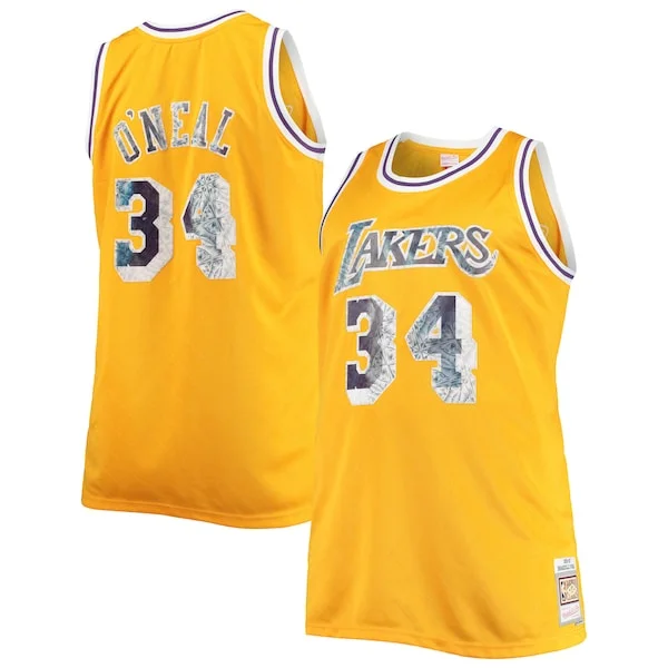 Lussuoso Carino Magnifico Shaquille O'Neal Los Angeles Lakers Big & Tall 1996 97 NBA 75th Anniversary Diamond Swingman Jersey Gold per gli appassionati