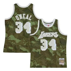 Comodo Carino Trendy Shaquille O'Neal Los Angeles Lakers Hardwood Classics 1996/97 Ghost Green Swingman Jersey Camo per gli appassionati