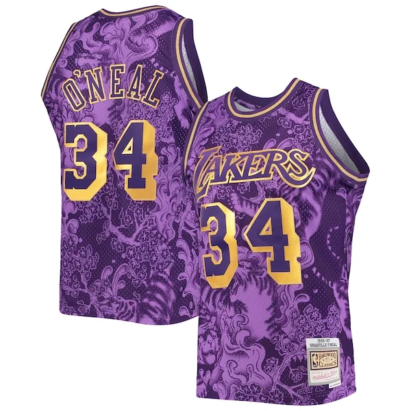 Versatile Fascinante Shaquille O'Neal Los Angeles Lakers Hardwood Classics 1996/97 Lunar New Year Swingman Jersey Purple per gli appassionati