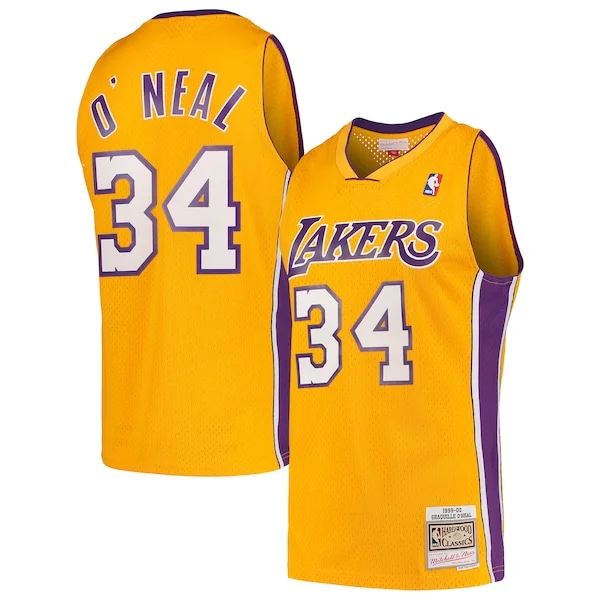 Robusto Raffinato Cool Shaquille O'Neal Los Angeles Lakers Hardwood Classics Swingman Jersey Gold per gli appassionati