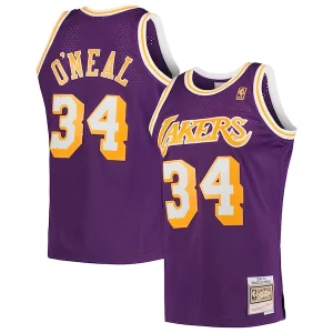 Fascinante Eccezionale Shaquille O'Neal Los Angeles Lakers Hardwood Classics Swingman Jersey Purple/Royal/Gold per gli appassionati