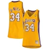 Bellissimo Shaquille O'Neal Los Angeles Lakers Women's 1999/00 Hardwood Classics Swingman Jersey Gold per gli appassionati