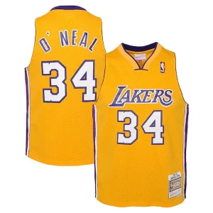 Splendido Shaquille O'Neal Los Angeles Lakers Youth 1999/00 Hardwood Classics Swingman Jersey Gold per gli appassionati