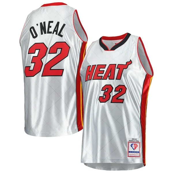 Accattivante Shaquille O'Neal Miami Heat 2005/06 Hardwood Classics 75th Anniversary Swingman Jersey Platinum per gli appassionati