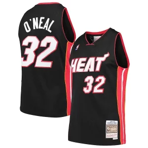Classico Duraturo Shaquille O'Neal Miami Heat Hardwood Classics Swingman Jersey Black per gli appassionati