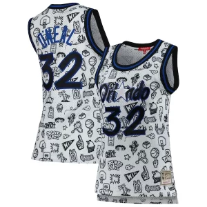 Stupendo Shaquille O'Neal Orlando Magic Women's 1994 Doodle Swingman Jersey White per gli appassionati