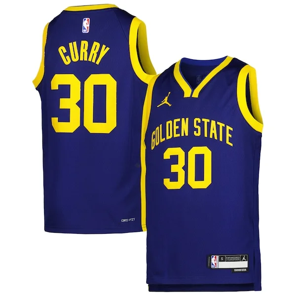 Prestigioso Bellissimo Stephen Curry Golden State Warriors Jordan Brand Youth Swingman Jersey Statement Edition Blue per gli appassionati