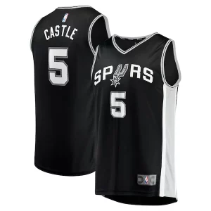 Trendy Sofisticato Stephon Castle San Antonio Spurs 2024 NBA Draft Fast Break Player Jersey Icon Edition Black per gli appassionati