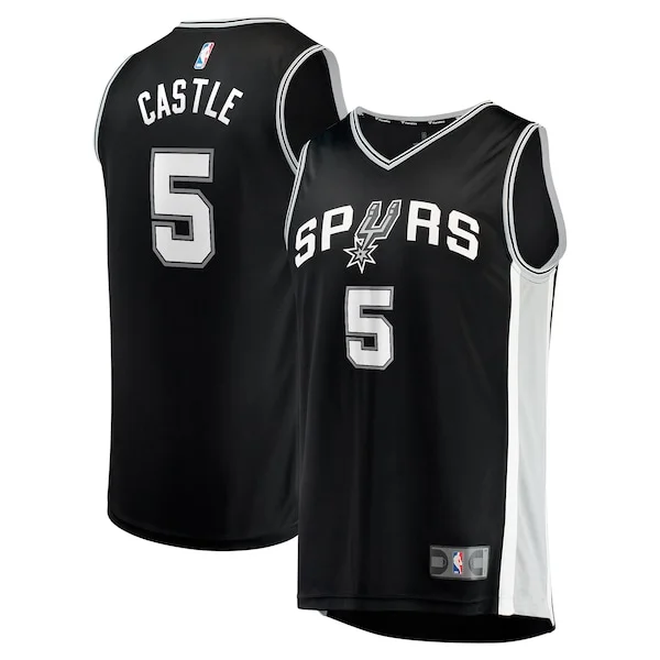 Trendy Sofisticato Stephon Castle San Antonio Spurs 2024 NBA Draft Fast Break Player Jersey Icon Edition Black per gli appassionati