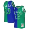 Trendy Steve Nash Dallas Mavericks Hardwood Classics 1998/99 Split Swingman Jersey Blue/Green per gli appassionati