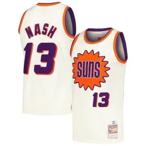 Lussuoso Classico Steve Nash Phoenix Suns Chainstitch Swingman Jersey Cream per gli appassionati