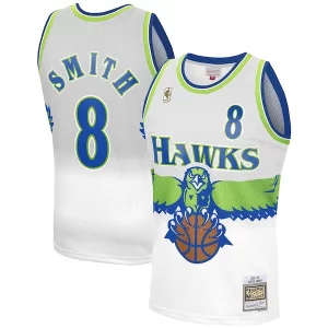 Pratico Steve Smith Atlanta Hawks 1996 97 Hardwood Classics Reload 3.0 Swingman Jersey White per gli appassionati