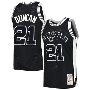 Splendido Accattivante Tim Duncan San Antonio Spurs 1998/99 Hardwood Classics Off Court Swingman Jersey Black per gli appassionati