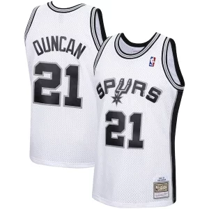 Robusto Tim Duncan San Antonio Spurs 1998/99 Hardwood Classics Swingman Jersey White per gli appassionati