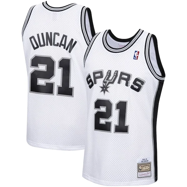 Robusto Tim Duncan San Antonio Spurs 1998/99 Hardwood Classics Swingman Jersey White per gli appassionati