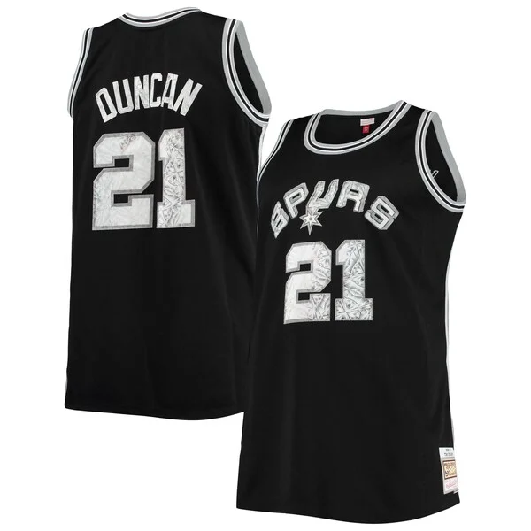 Splendido Comodo Tim Duncan San Antonio Spurs Big & Tall 1998/99 NBA 75th Anniversary Diamond Swingman Jersey Black per gli appassionati