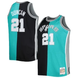 Stupendo Tim Duncan San Antonio Spurs Big & Tall Hardwood Classics 1998/99 Split Swingman Jersey Black/Teal per gli appassionati