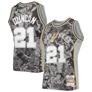 Trendy Tim Duncan San Antonio Spurs Hardwood Classics 1998/99 Lunar New Year Swingman Jersey Black per gli appassionati