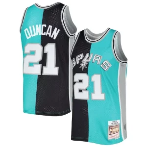 Comodo Tim Duncan San Antonio Spurs Hardwood Classics 1998/99 Split Swingman Jersey Black/Teal per gli appassionati