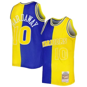 Cool Accattivante Tim Hardaway Golden State Warriors Hardwood Classics 1990/91 Split Swingman Jersey Royal/Gold per gli appassionati