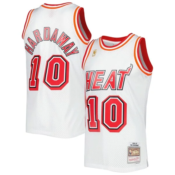 Carino Lussuoso Tim Hardaway Miami Heat Hardwood Classics Swingman Jersey White per gli appassionati