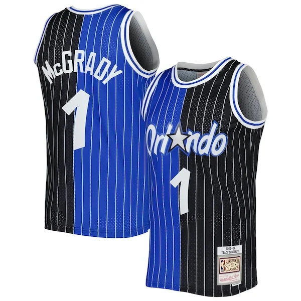 Incantevole Tracy McGrady Orlando Magic Hardwood Classics 2003/04 Split Swingman Jersey Blue/Black per gli appassionati