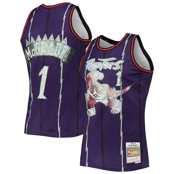 Versatile Delizioso Pratico Tracy McGrady Toronto Raptors 1998/99 Hardwood Classics NBA 75th Anniversary Diamond Swingman Jersey Purple per gli appassionati
